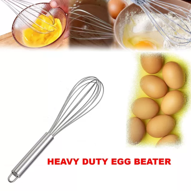 Stainless Steel Hand Whisk Mixer Balloon Egg Milk Beater Kitchen Cooking UK Tool