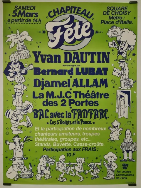 Chapiteau fête Circa 1980 Affiche Originale Politique Spectacle Communisme