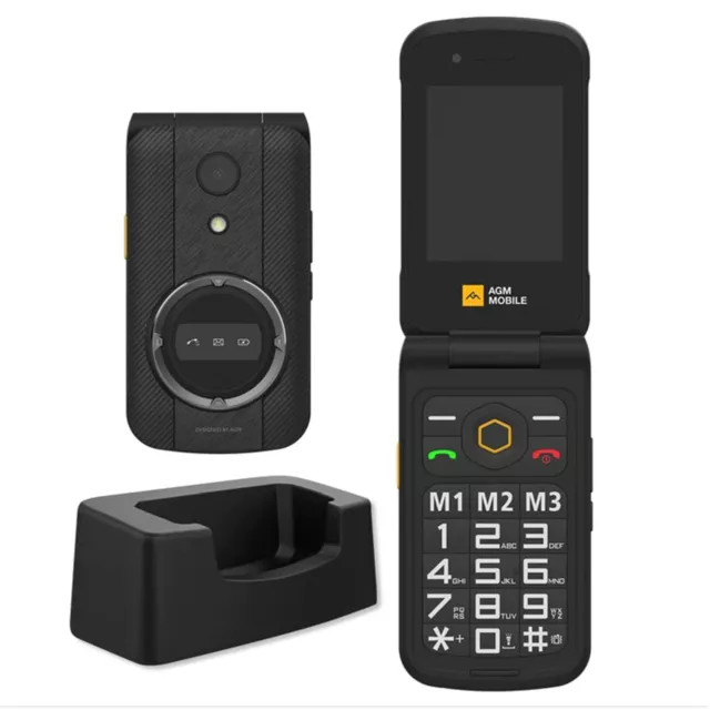 AGM M8 FLIP GSM Téléphone Portable Senior Clapet Débloqué avec Grandes Touches