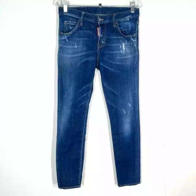 DSquared2 Womens Dark Wash Distressed Skinny Jeans Sz IT 36 / US 0