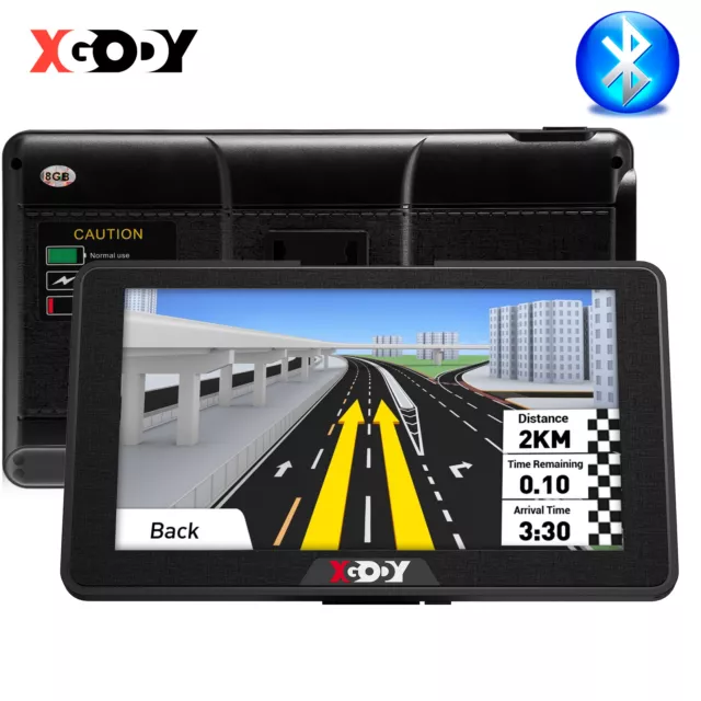 XGODY 886 GPS Navigatore Bluetooth per Camper Caravan Camion AV-IN FM 7 Pollici.