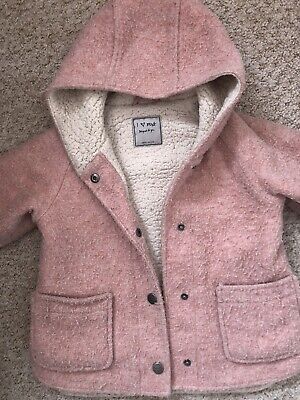 Next Pink Girls Warm Winter Woollen Coat Age 3-4 GORGEOUS