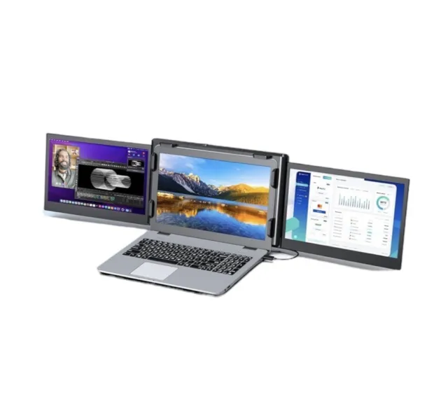 Tragbarer Triple Monitor für 13.3"-16.5" Laptop Windows 12 Zoll FHD 1080P IPS