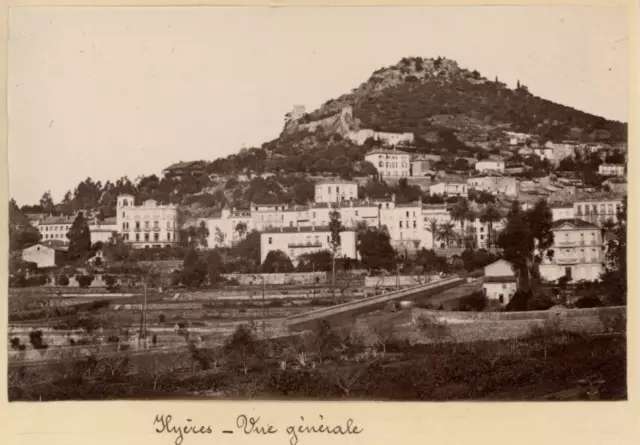 France, Hyères, Vue générale Vintage Albumen Print Tirage albuminé  16x12