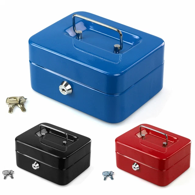 PETTY CASH SAFETY Deposit Box Metal Security Steel Money Bank Coin Tray