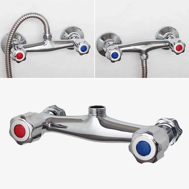 High Grade Chrome Finish Twin Outlet Bathroom Shower Mixer Taps Bar Valve