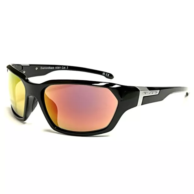 Bloc Diamondback Sunglasses Gloss Black with Sunburst Mirror Lenses (BLOCX36)