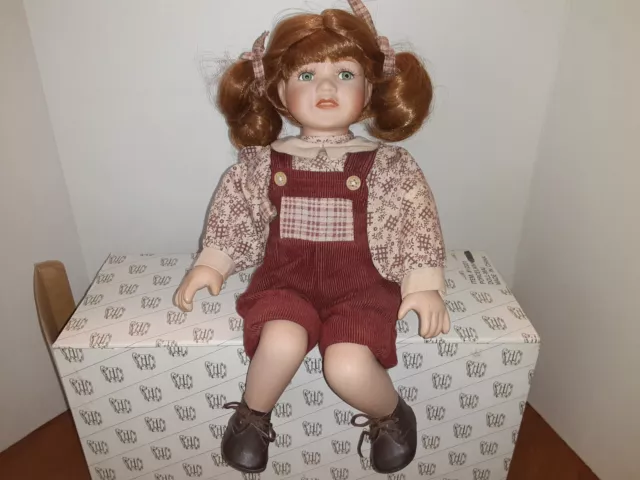 Heritage Signature Collection Sitting Porcelain Doll #12231 RED CORDUROY