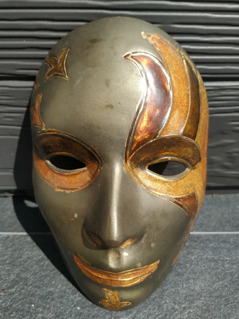 Masques miniatures de Venise craquelé doré Commedia Tragedia papier maché 22516