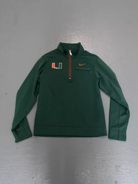 Vintage Miami Hurricanes Jacket S Green Mens Nike Team 1/4 Zip Pullover Fleece