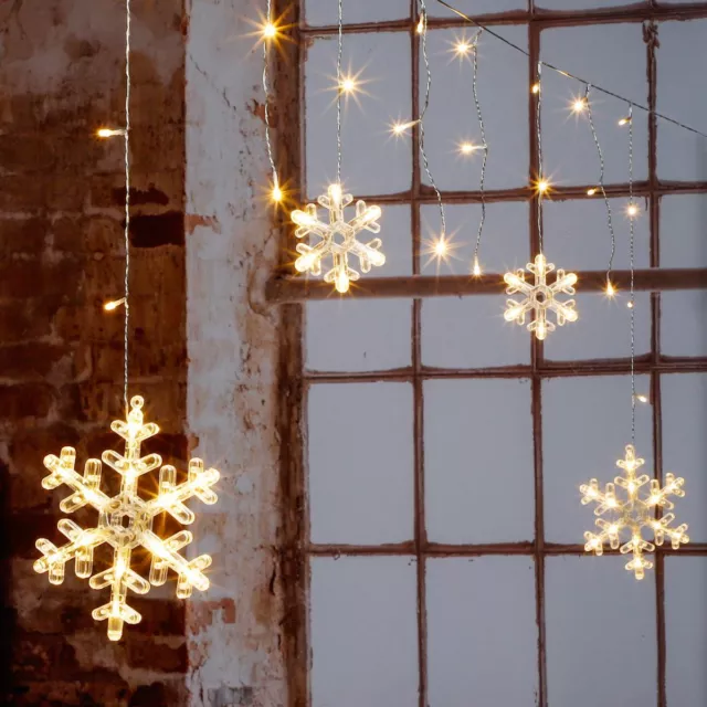 Fenster Weihnachtsbeleuchtung Weihnachtsdeko Lichterkette Schneeflocken Deko