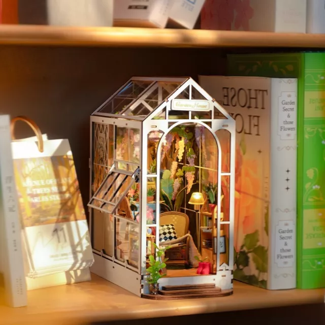 Rolife DIY 3D Wooden Puzzle Mini Book Nook Gardenhouse 1:24 Dollhouse Xmas Gift