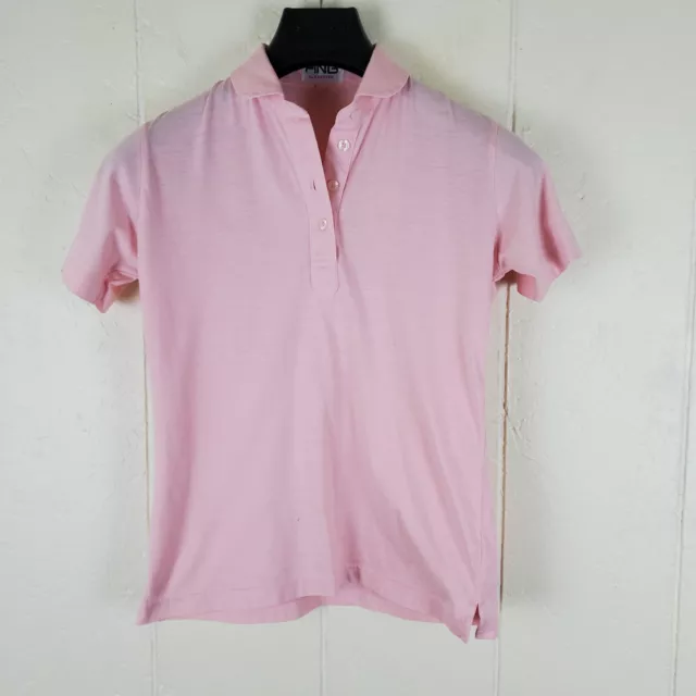 PING Polo Shirt Women's Small Pink Collared 1/4 Button Embroidered Logo Stretch