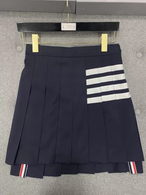 Thom Browne Wool Pleated Skirt Short Skirt for Women Blue