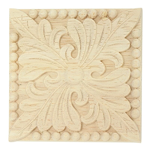 Applicazioni in legno naturale fiori quadrati decalcomanie decorative legno MouldiC2T6