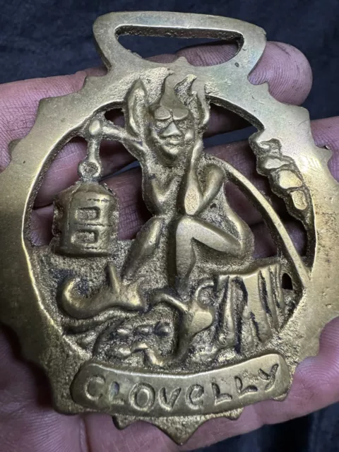 Brass Horse Saddle Harness Medallion Ornament Devil Elf Goblin Vintage