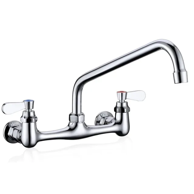 Kitchen Faucet Wall Mount Commercial Sink Faucet  Dual Handle Mixer Swivel Spout