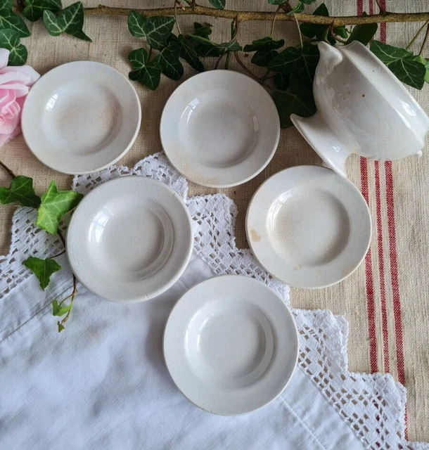 ANCIENNE DINETTE ASSIETTES SOUPIERE PORCELAINE vintage ENFANT POUPEE JUMEAU