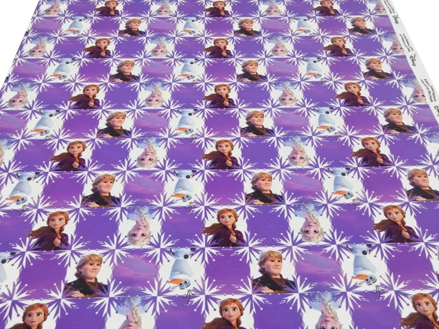 Stoff Baumwolle Jersey Disney Eiskönigin Frozen Anna Elsa Olaf lila weiß bunt 3
