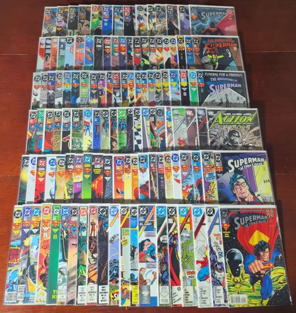 Huge Lot of 120 Superman Comic Books Vintage Action Comics Adventures of Steel