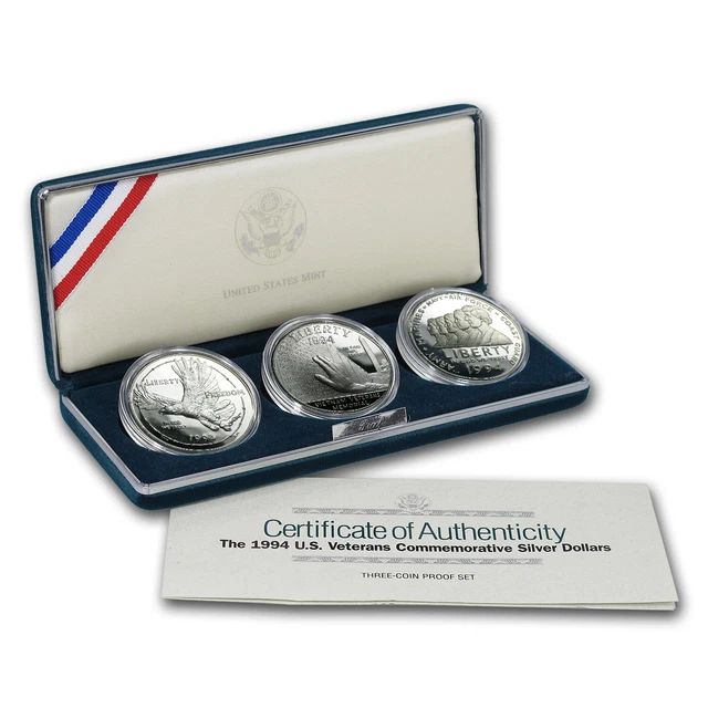 1994-P 3-Coin U.S. Veterans Proof Set (w/Box & COA) - SKU #7188