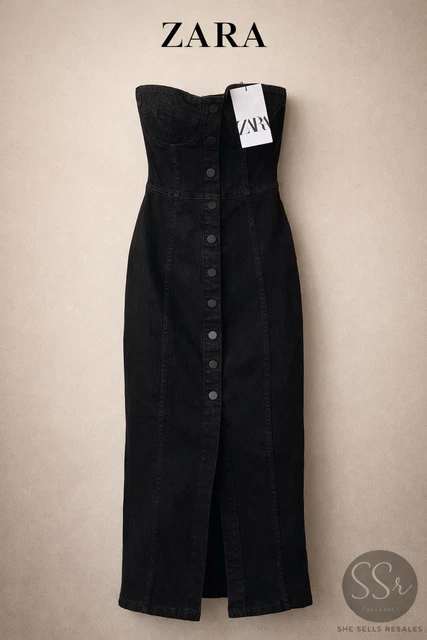 knee length dresses for ladies Zara Strapless Midi Dress main image 0