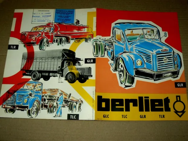 Prospectus Camion BERLIET GLC TLR GLR Truck LKW Brochure Prospekt Pub 13   1960