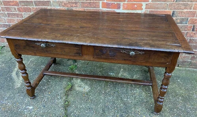Antique English Oak Queen Anne Period Oak Refectory Table, c 1750