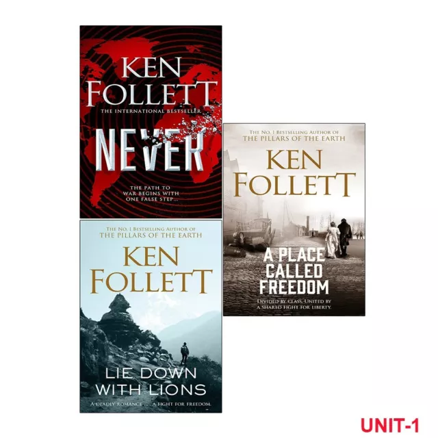 Ken Follett 3 Books Collection Set Lie Down With Lions, Never, Place Called NEW