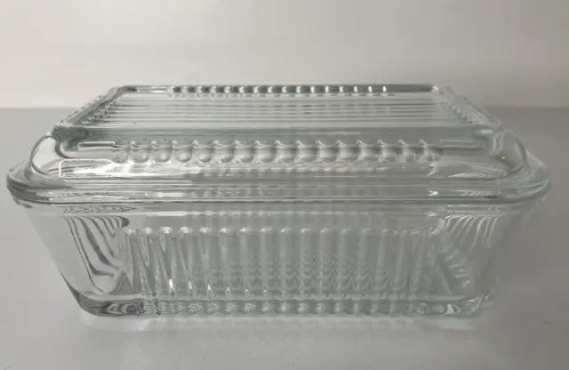 Vintage Pasabahce Ribbed Glass Refrigerator Dish with Lid