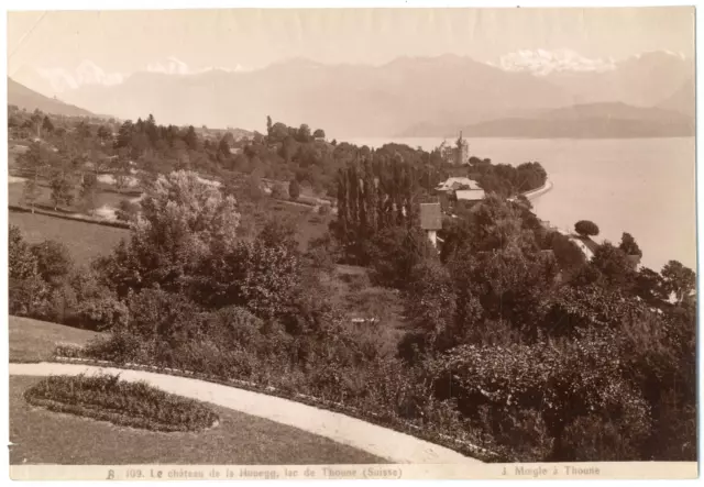 Moegle J., Suisse, lac de Thoune, le château de lama Hunegg, vue panoramique  Vi