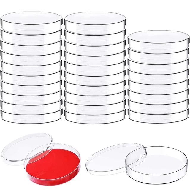 30 Pack Plastic Petri Dishes with Lids,90 x 15mm Bioresearch Sterile Petri Di...