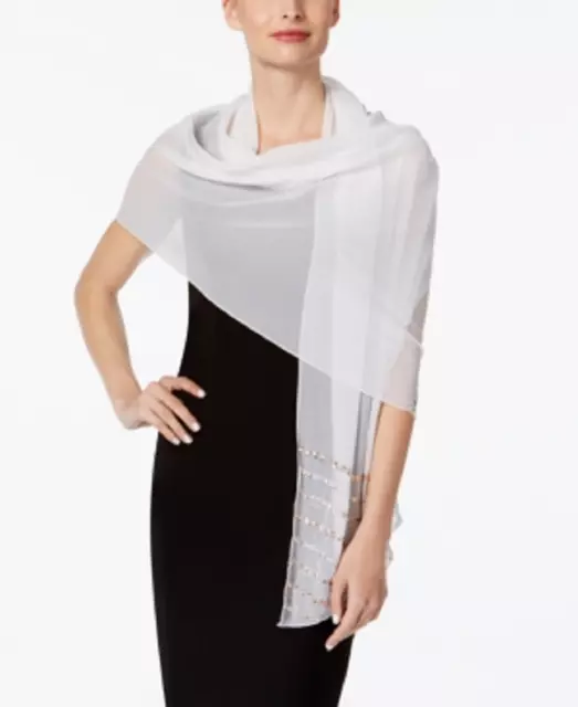 Inc International Concepts Diagonal Beaded Wrap in White