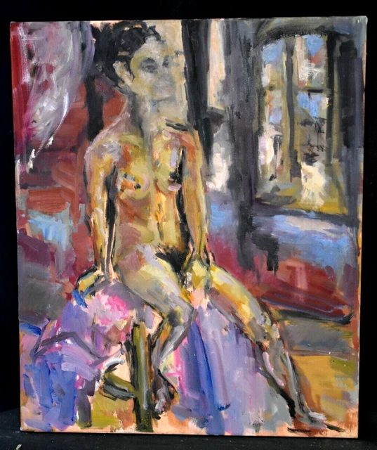 Tableau huile sur toile Nu Expressionniste école Française Atelier XXème