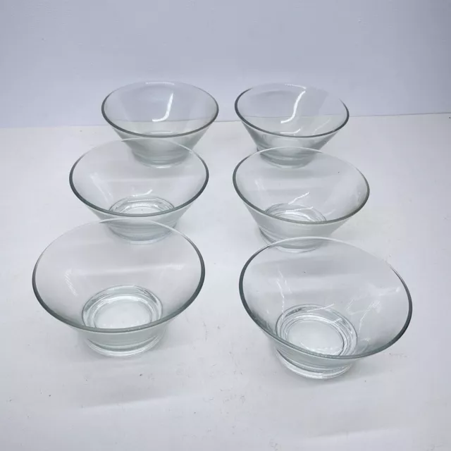 6 X Clear Glass Cereal Bowls Set 13Cm :H1