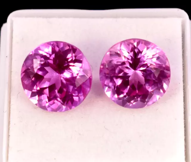 12.75 Ct Natural Ceylon Pink Sapphire Certified Round Loose Gemstone 10 mm