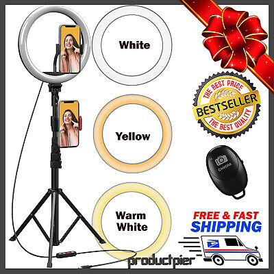 LED Selfie Ring Light w/ Tripod Stand & Cell Phone Holder For Makeup Live Stream