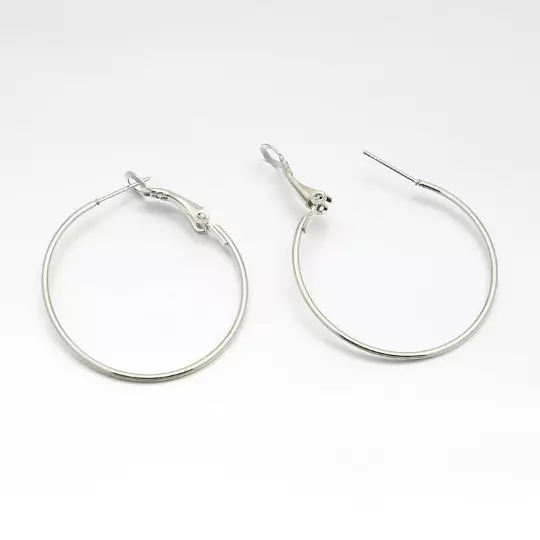 Packet of 10 x Silver Plated Iron 35mm Hoop Earrings