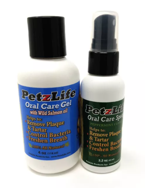 Petzlife All Natural Oral Care Spray for Pets Dental Health & Salmon Oil Bundle