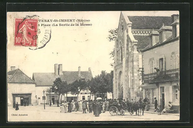 CPA Chantenay-St-Imbert, Petit Place La Sortie de la Messe 1909