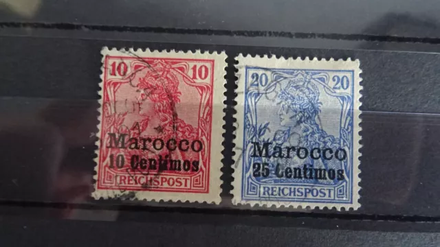 DR, Deutsche Post in Marokko, Mi.Nr.  9 + 10, gestempelt  s.Beschrbg/Foto