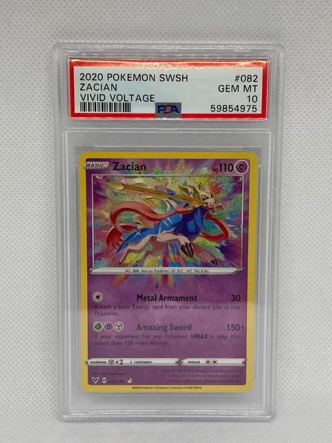 Zacian - Vivid Voltage 082/185 - PSA GEM MINT 10 - Amazing Rare Pokemon