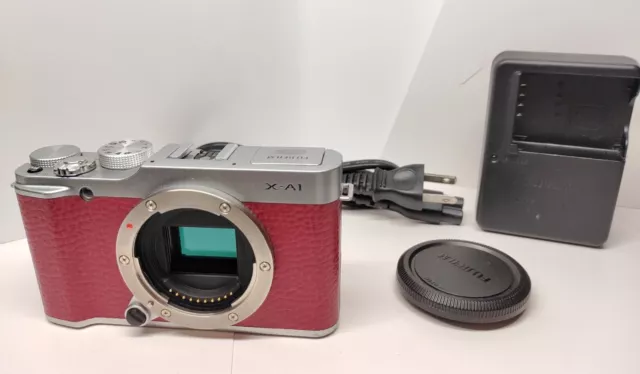 V. Good) Fujifilm Fuji X-A1 16.3MP Mirrorless Digital Camera Body Red From JAPAN