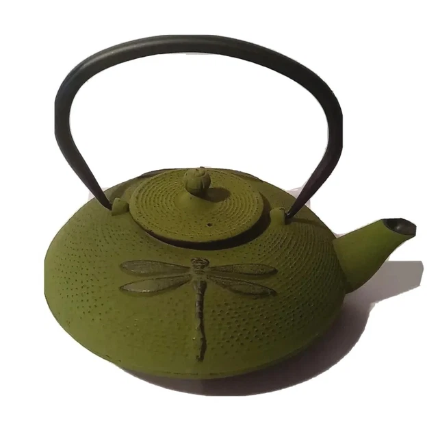 VTG. TETSUBIN CAST IRON JAPANESE DRAGONFLY TEAPOT W/ Tea INFUSER New
