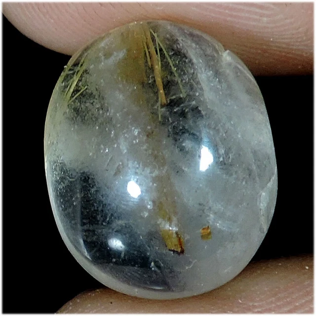 16.00 CT Naturel Doré Aiguilles Rutile Quartz Ovale Cabochon Desseré Gemme q341