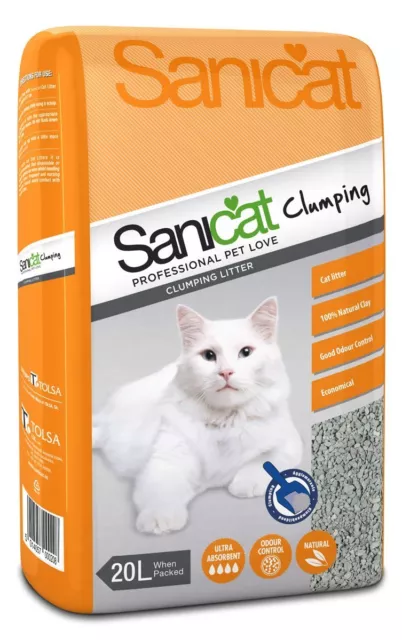 Sanicat Kittyfriend Clumping Absorbent Cat Litter 20L 100% Natural Clean Litter