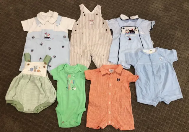 Lot of 7 Baby Boys  Gently used outfits Size 3-6 mo.