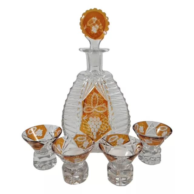 Czech Bohemian Art Deco Glass Liqueur Set by Karl Palda,c.1930