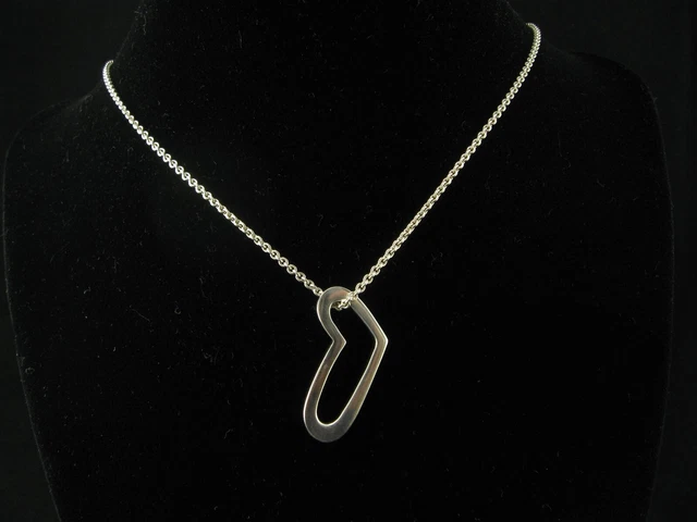 Movado Sterling Silver 925 Open Heart Necklace Pendant with 18K 750 Gold Accents Movado Sterling Silver 925 Open Heart Necklace Pendant with 18K 750 Gold Accents