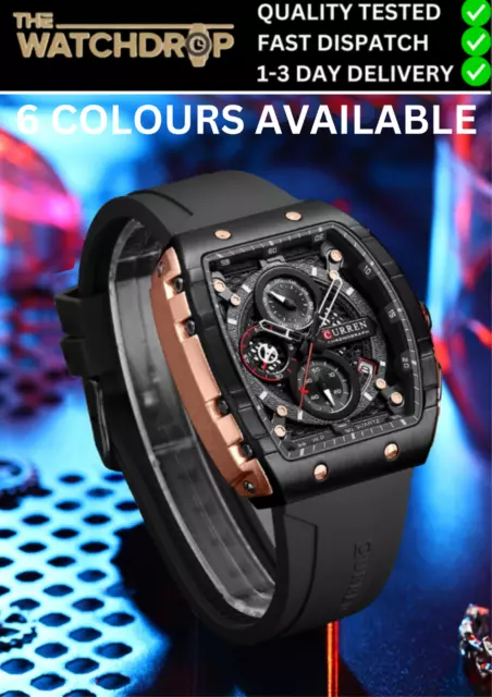 CURREN Herren rechteckige Uhr Mode Chronograph Armbanduhr Junge Mädchen Sportuhren